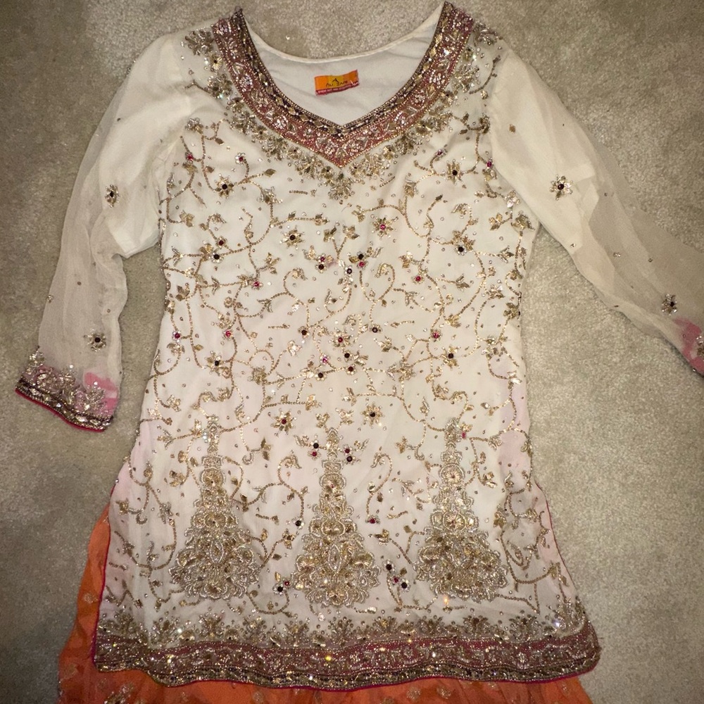 Fancy Pakistani Gharara Kameez Mehndi - Picture 4 of 7